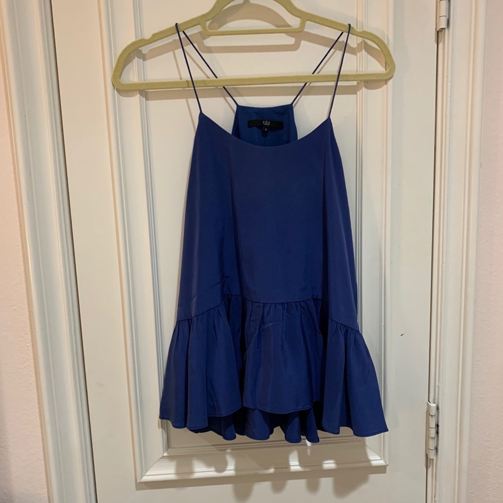 Tibi Silk Peplum Tank Top